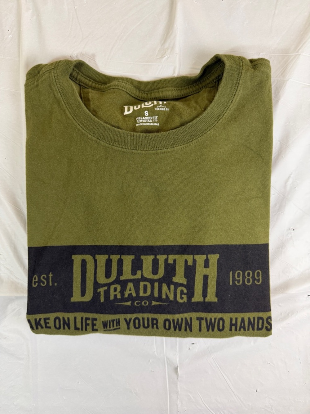 Duluth Trading Co Olive‎ Green Graphic Logo Tee